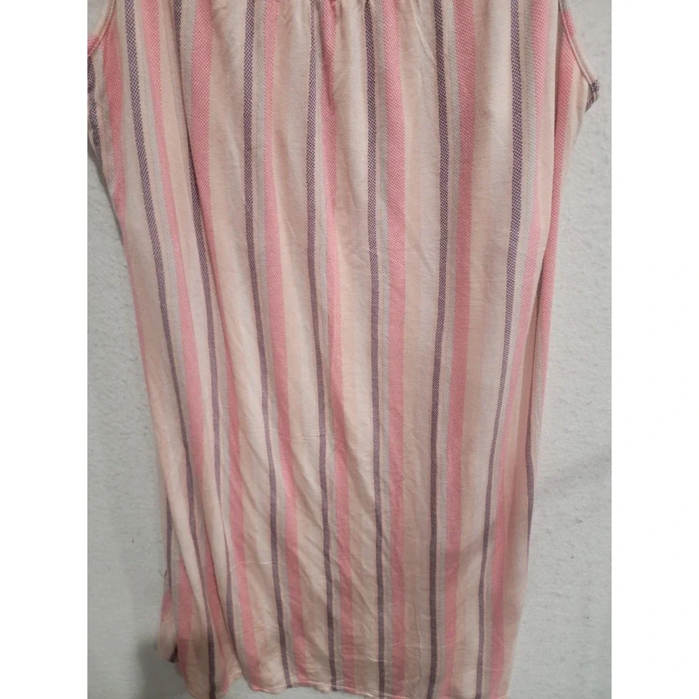 Ambrielle XXL Striped Chemise Nightgown Built-in Shelf Bra Lace Pink Purple Soft